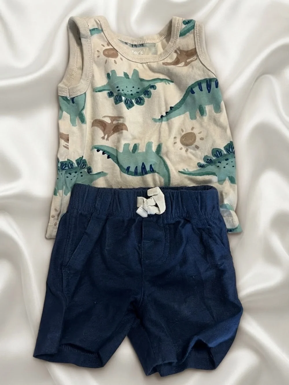 Carters baby boy 6 months outfit tank top & shorts dinosaur print